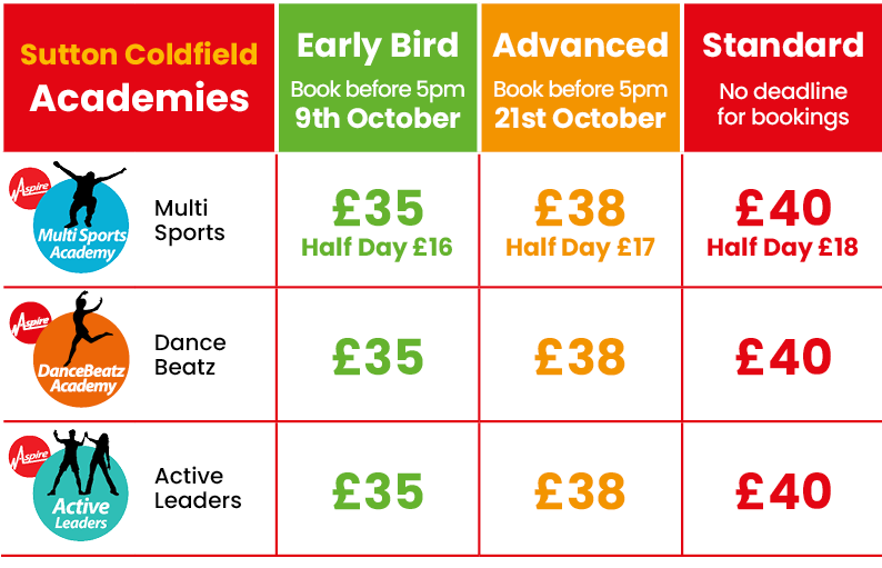 ACTIVE CAMPS OCTOBER 2026 PRICING SUTTON