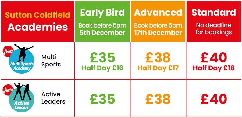 ACTIVE CAMPS XMAS 2025 PRICING ACTIVE CAMPS XMAS 2025 PRICING